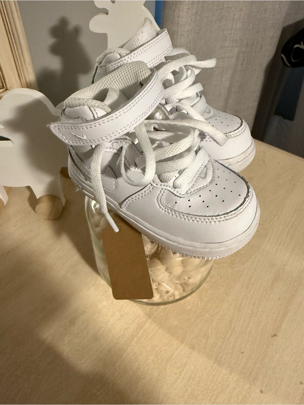 Nike Kids White High-Top Sneakers with Hook-and-Loop Strap